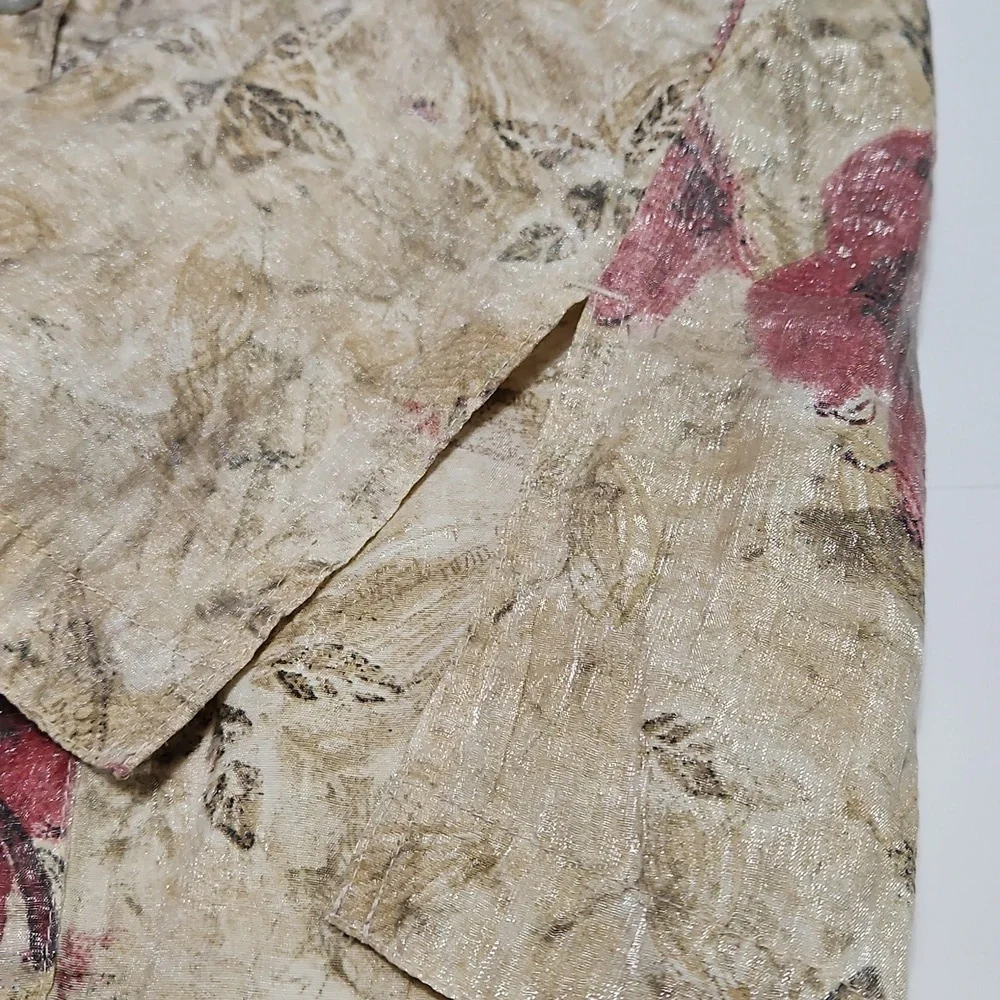 Chico's Design Shimmering Gold Floral Women's Jacket Style Shirt Size 1 #1031 - Picture 13 of 16